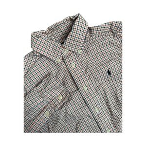 Polo Ralph Lauren Boys Plaid Button Down Shirt Long Sleeve Orange Navy Size 4‎